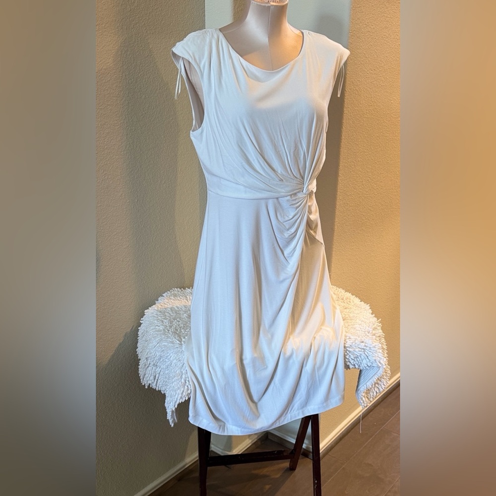 Dana Buchman White Draped Midi Dress